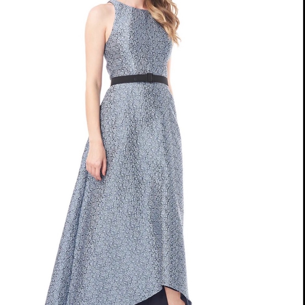 Kay Unger Blue Floral High Low Dress
